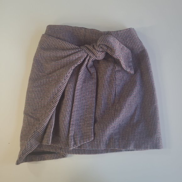 Wilfred Wool Plaid Front Knot Women's Skirt Purple - Size 00 - Picture 1 of 3